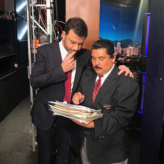 It's almost time for our big LIVE show! Don't worry, @IamGuillermo has everything under control. #Kimmel #DebateNight
