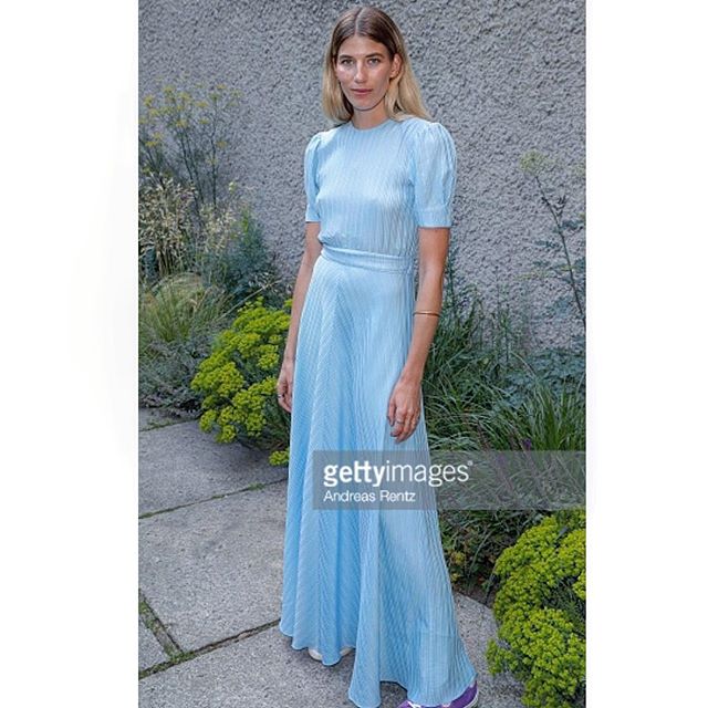 Veronika Heilbrunner @veronikaheilbrunner in VIKA GAZINSKAYA ice blue silk gown from Spring-Summer 2018 #veronikaheilbrunner #silkgown #iceblue #babyblue