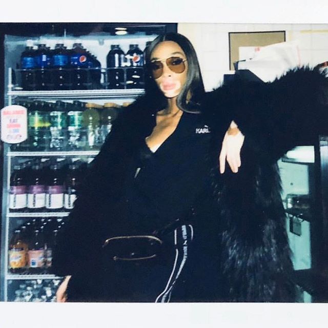 Grocery shopping chic with @winnieharlow , wearing the #KARLXPUMA collection. Photo by @frederic.monceau #KARLLAGERFELD