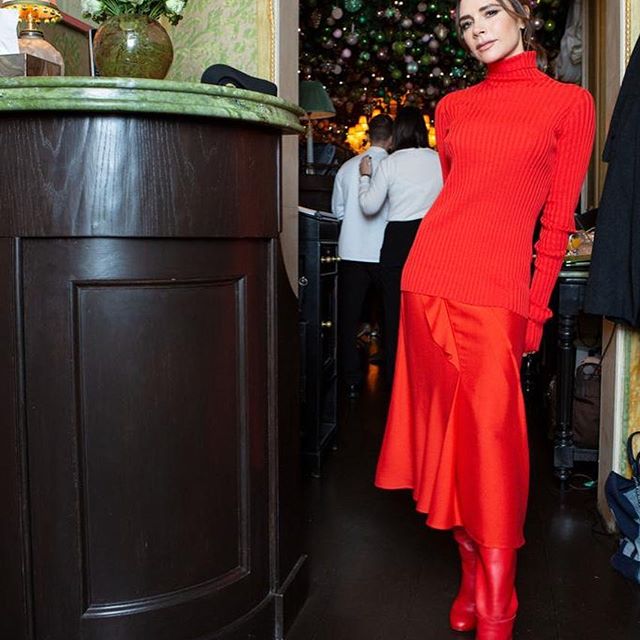 Had so much fun this morning celebrating the start of the festive season at Harry s Bar with my clients, wearing my #VBPreSS19 top, skirt and boots. Love this all red look! X VB #WhenHarryMetVictoria