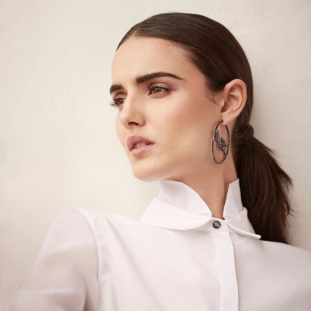 How to wear hoop earrings: pair them with anything and everything. #KARLLAGERFELD