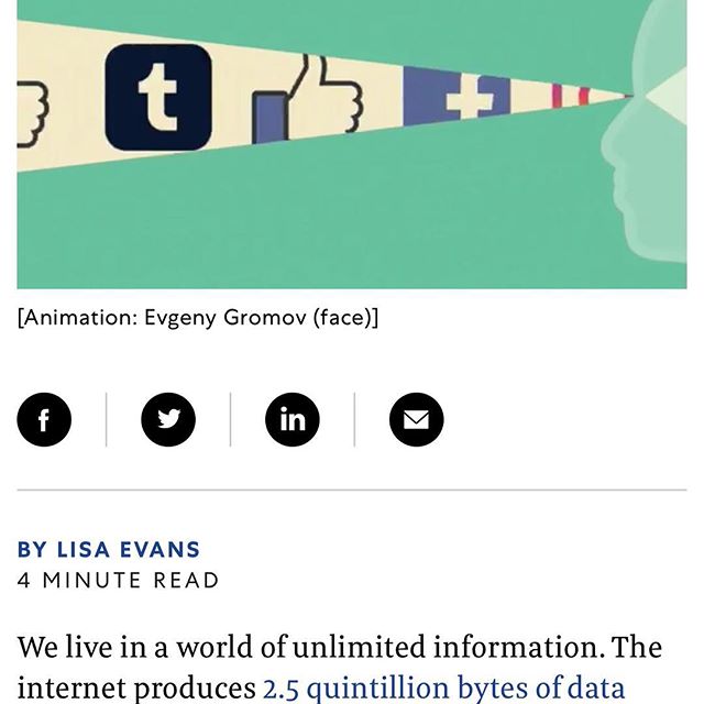 The internet produces 2.5 quintillion bytes of data every single day...speaking about info obesity...how do you manage?   I personally struggle @fastcompany