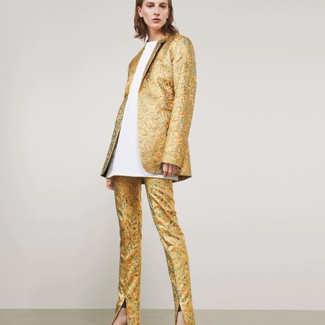 New tailoring online now! I love the #VBSS19 gold floral lurex jacket and split front trouser for dancing the night away! x VB