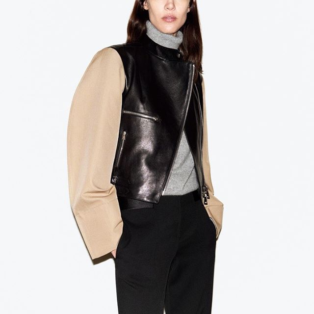 A modern take on the classic motorcycle jacket, my contrast sleeve leather biker jacket from #VBPreAW19. x VB
