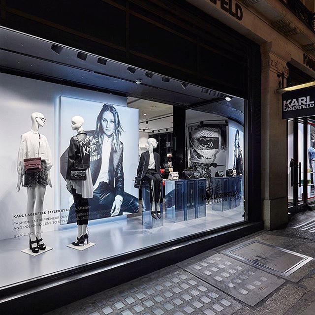 A snapshot from London    @oliviapalermo in the windows of the #KARLLAGERFELD Regent Street store.