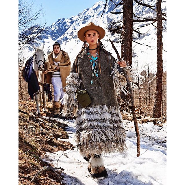 OUTNOW! @voguejapan #NovemberIssue #SacredTribesOfMontCervin #starring @anya.selezneva and @monkeynoma #pic by @giampaolosgura styled by #AdR and male model styled by @marnau casting by @pg_dmcasting make up by @jessicanedza hair by @paolosoffiatti @chanelofficial