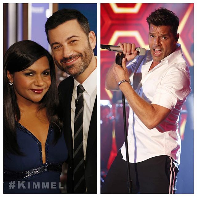 Tonight on #Kimmel @MindyKaling #TheMindyProject, @Ricky_Martin #OneWorldTour, Jimmy talks to kids about the candidates & Cousin Sal throws footballs at pedestrians.