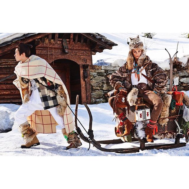 OUTNOW! @voguejapan #NovemberIssue #SacredTribesOfMontCervin #starring @anya.selezneva and @monkeynoma #pic by @giampaolosgura styled by #AdR and male model styled by @marnau casting by @pg_dmcasting make up by @jessicanedza hair by @paolosoffiatti @ralphlauren and @off____white