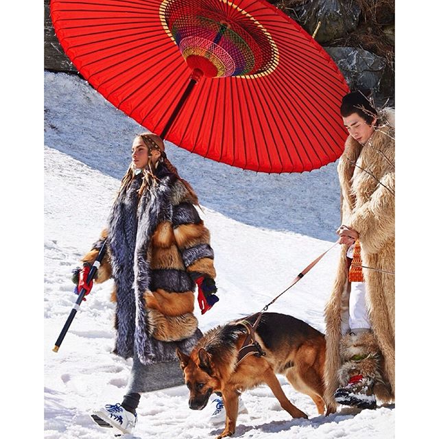 OUTNOW! @voguejapan #NovemberIssue #SacredTribesOfMontCervin #starring @anya.selezneva and @monkeynoma #pic by @giampaolosgura styled by #AdR and male model styled by @marnau casting by @pg_dmcasting make up by @jessicanedza hair by @paolosoffiatti @michaelkors