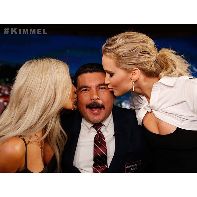 The best day of Guillermo's life! #Kimmel @KimKardashian #JenniferLawrence @IamGuillermo