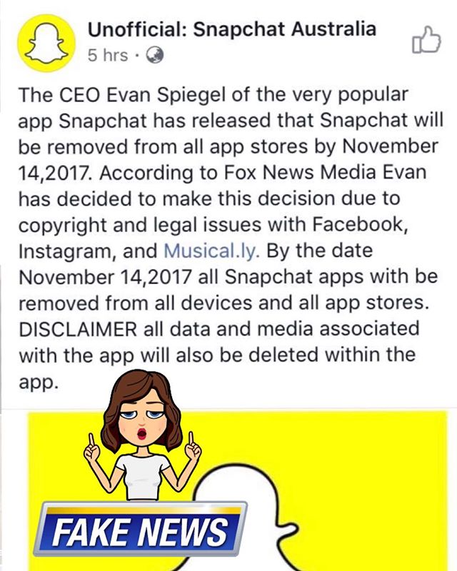 Just got this from a friend in Australia. Definitely NOT true. FAKE news once again by Facebook #fakebook