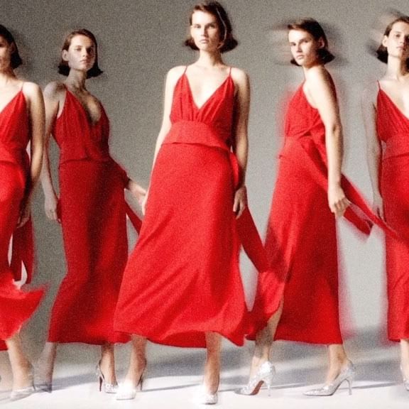This perfect party dress in fluid, scarlet silk is limited edition and EXCLUSIVE to victoriabeckham.com and my London store. Wear it with my glittering Dorothy pumps. Shop it now! x VB #KissesatChristmas #VBDoverSt