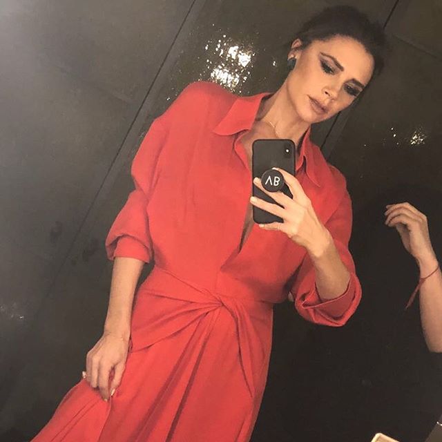 Outfit decided! Wearing my #VBSS18 Twist Yoke Midi and Dorothy Pump available for exclusive pre-order on my website! See you soon @britishvogue x VB #VBDoverSt victoriabeckham.com #KissesatChristmas