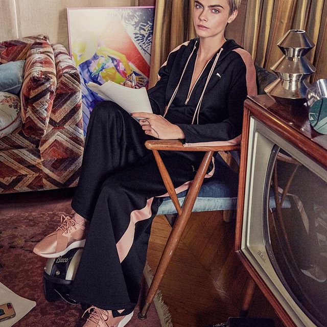 Learning lines in my Muse X Strap. They are coming soon on January 18th @PUMA @pumasportstyle #Muse #DoYou   by @cassblackbird make up by @mollyrstern hair by @mararoszak styled by @robzangardi @marielwashere