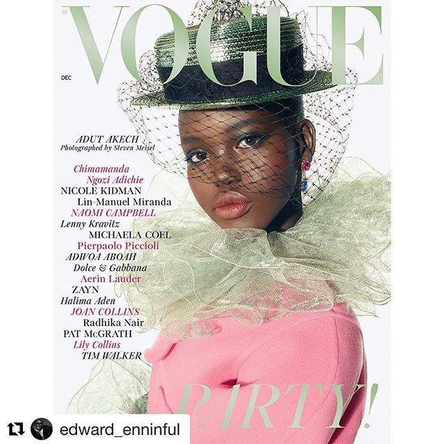 #Repost @edward_enninful with @get_repost Stunning                 
My honorary daughter @AdutAkech covers the December issue of @BritishVogue, hitting newsstand this Friday. It s already my one year anniversary at the magazine, to celebrate there are 4 covers  . Head over to Vogue.co.uk to read the exclusive interview with Adut. Photographed by Steven Meisel and styled by moi, Adut wears @MarcJacobs, and @BulgariOfficial earrings. Make up by @PatMcgrathReal, hair by @GuidoPalau, nails by @JinSoonChoi #StevenMeisel