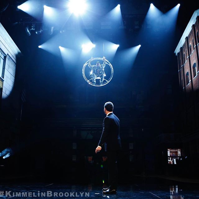 A drunken disco ball come to life! @IamGuillermo #KimmelinBrooklyn