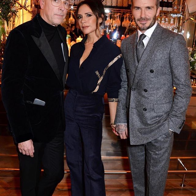 Fun celebrating the end of #LFWM with @dylanjonesgq @davidbeckham #GQDinner Wearing #VBPreAW19 X Kisses