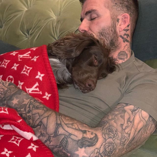 Afternoon nap with her daddy #Olivebeckham x kisses x VB