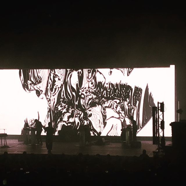 Thom Yorke last night   @philharmoniedeparis Tomorrow s modern boxes. Incredible video work by @tarik_barri  #ThomYorke