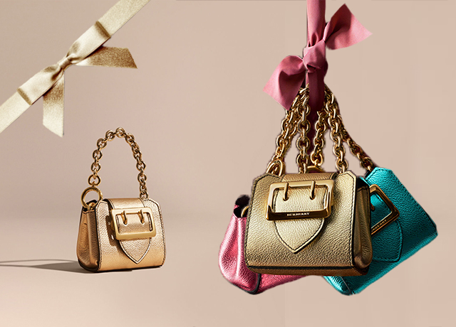 The Mini Buckle Tote Charm in Metallic Leather