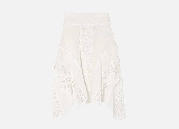 Chloe<p><a id=\"\" style=\"\" href=\"https://www.net-a-porter.com/ru/en/product/1000253/Chloe/asymmetric-crocheted-lace-trimmed-linen-skirt\" target=\"_blank\">Net-a-Porter</a></p>