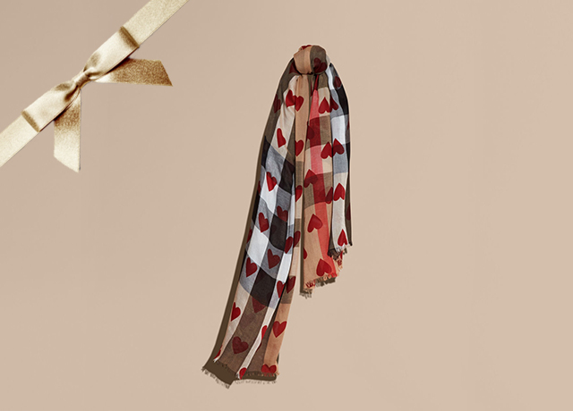 Heart and Check Modal and Cashmere Scarf